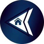 “Icona circolare con sfondo sfumato blu. Al centro è presente un simbolo grafico stilizzato a forma di freccia che racchiude un’icona di casa, a rappresentare l’accesso alla home.”